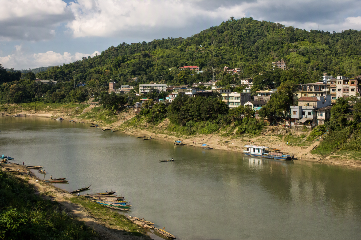 Bandarban town beside the Sangu River beneath densely forested hills