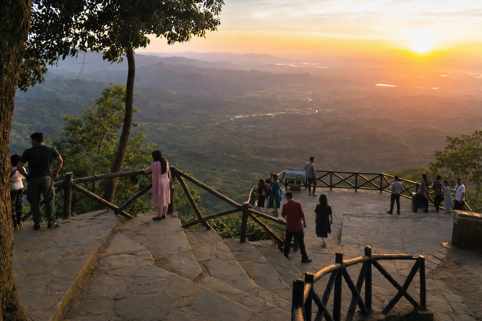 Sunset over layered Bandarban hills from the Nilachal viewpoint