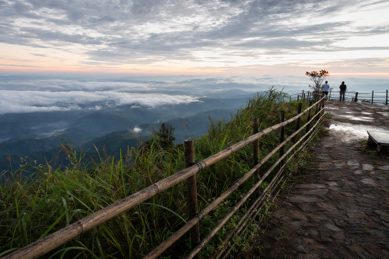 Nilgiri ridge above cloud layers and forested Bandarban hills